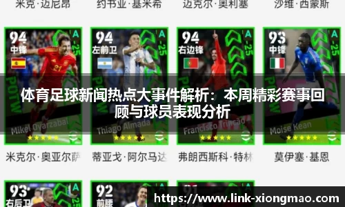 体育足球新闻热点大事件解析：本周精彩赛事回顾与球员表现分析